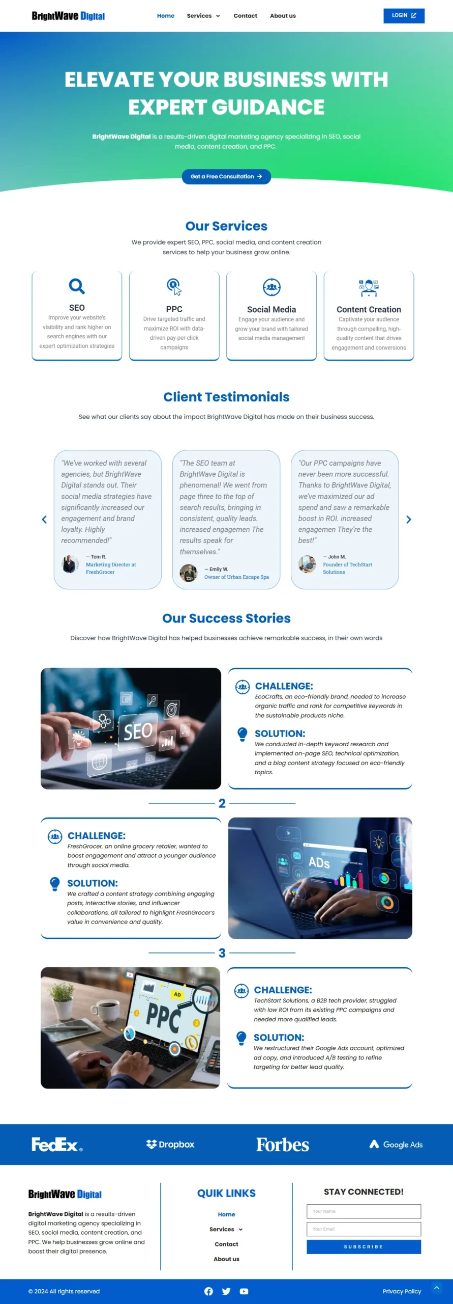 Brightwave Digital website design by Zain Ul Abideen – WordPress Developer at Zain Developer