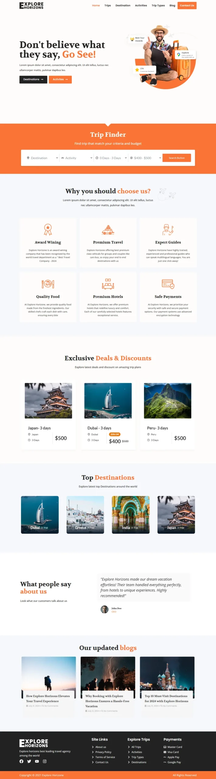 Explore Horizons website design by Zain Ul Abideen – WordPress Developer at Zain Developer