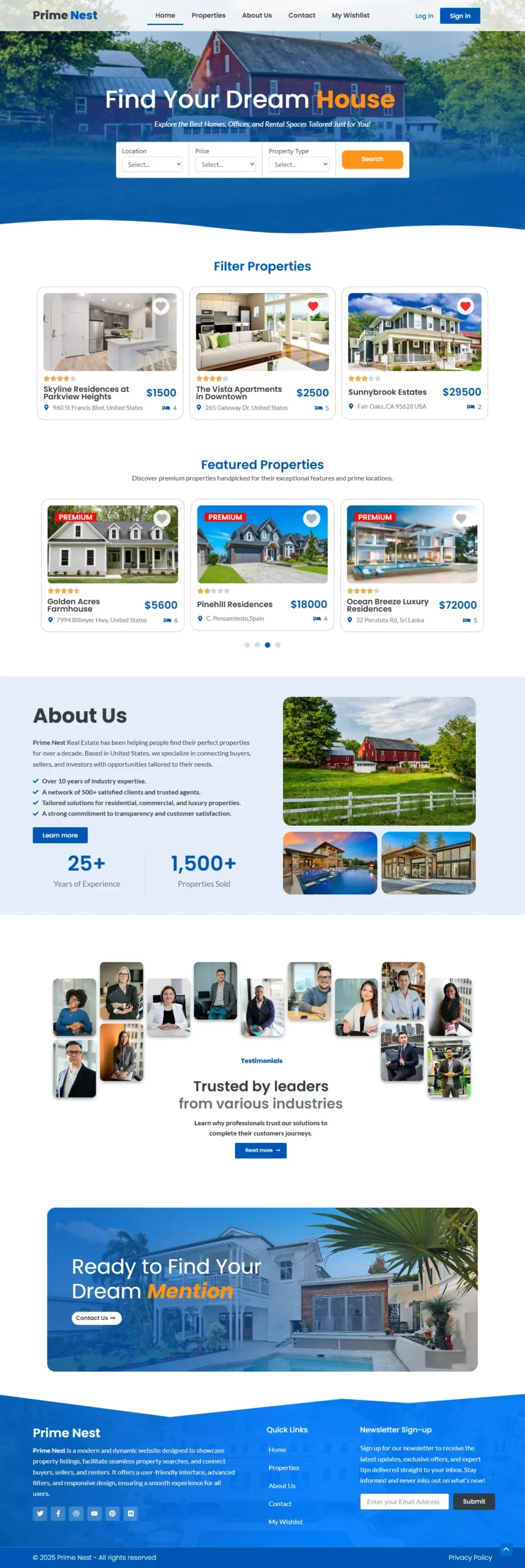 Prime Nest website design by Zain Ul Abideen – WordPress Developer at Zain Developer