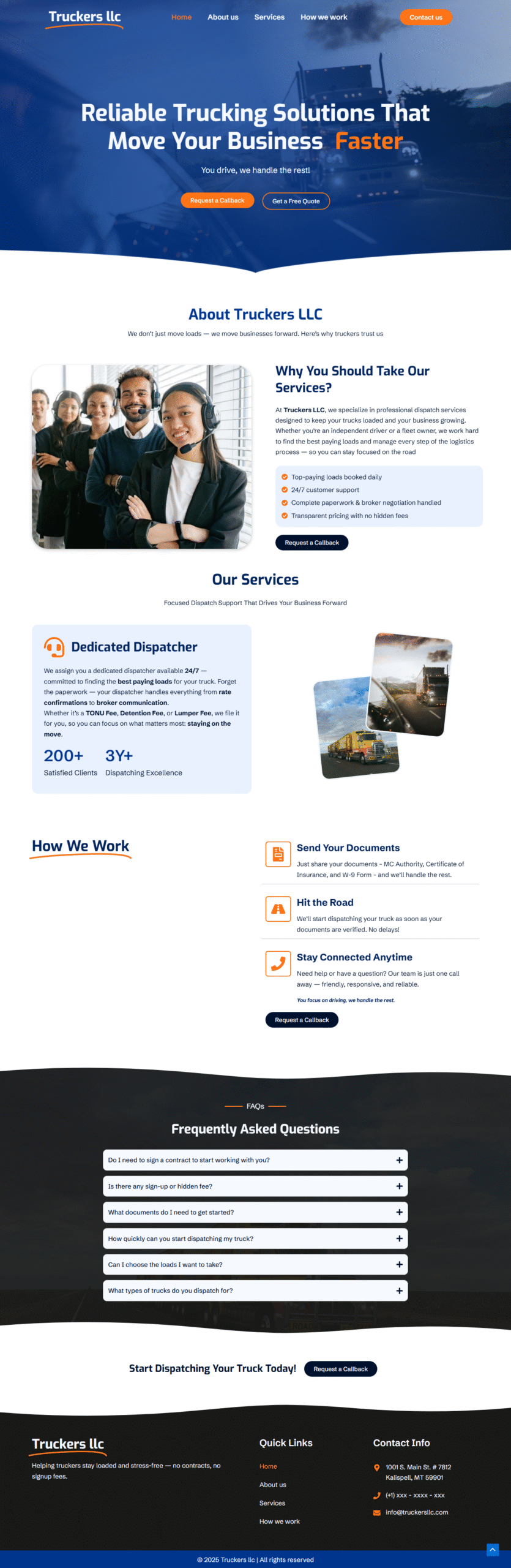 Truckers LLC website design by Zain Ul Abideen – WordPress Developer at Zain Developer